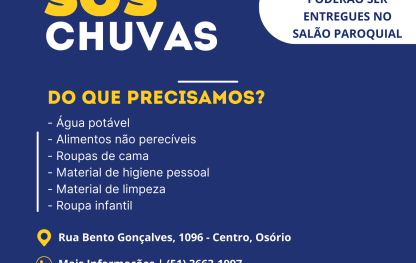 Paróquia tem ponto de coleta de doações para vítimas da enchente